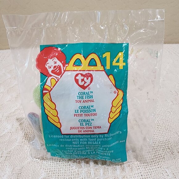 2000 TY TEENIE BEANIE BABIES McDonald's Happy Meal CORAL THE FISH #14 Plush NIP - Picture 3 of 4
